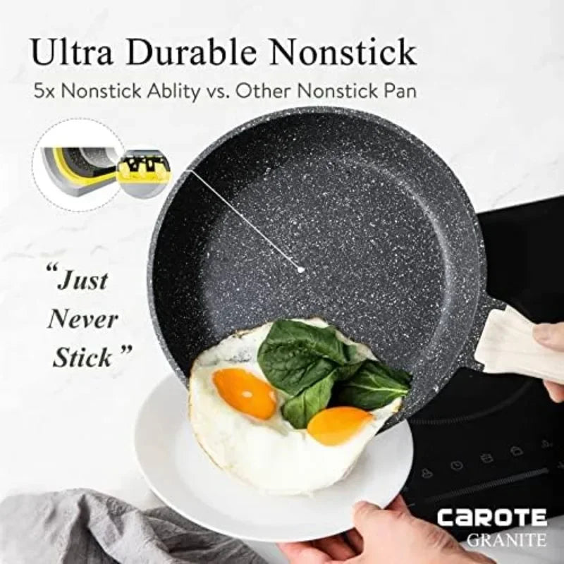 CAROTE Nonstick Cookware Sets, 10 Pcs Pots and Pans Set, Non Stick